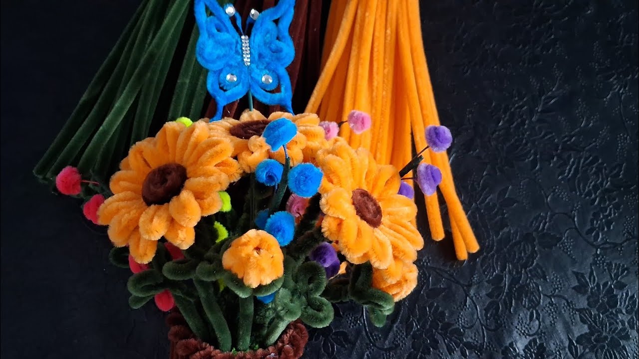 DIY little Sunflower Pot ♥️ Make a Beautiful Large Sunflower Pot with Pipe Cleaners - So Easy! ✨️