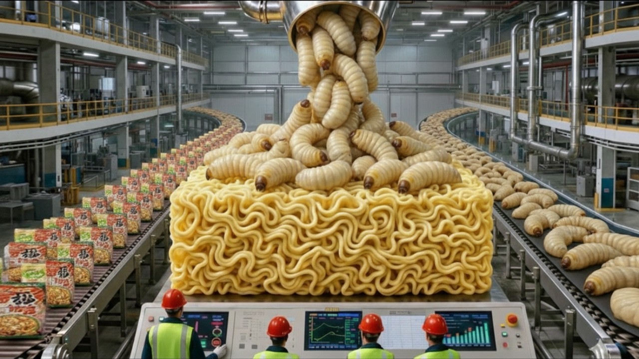 Dentro de la fábrica: Cómo los gusanos de coco se transforman en fideos instantáneos