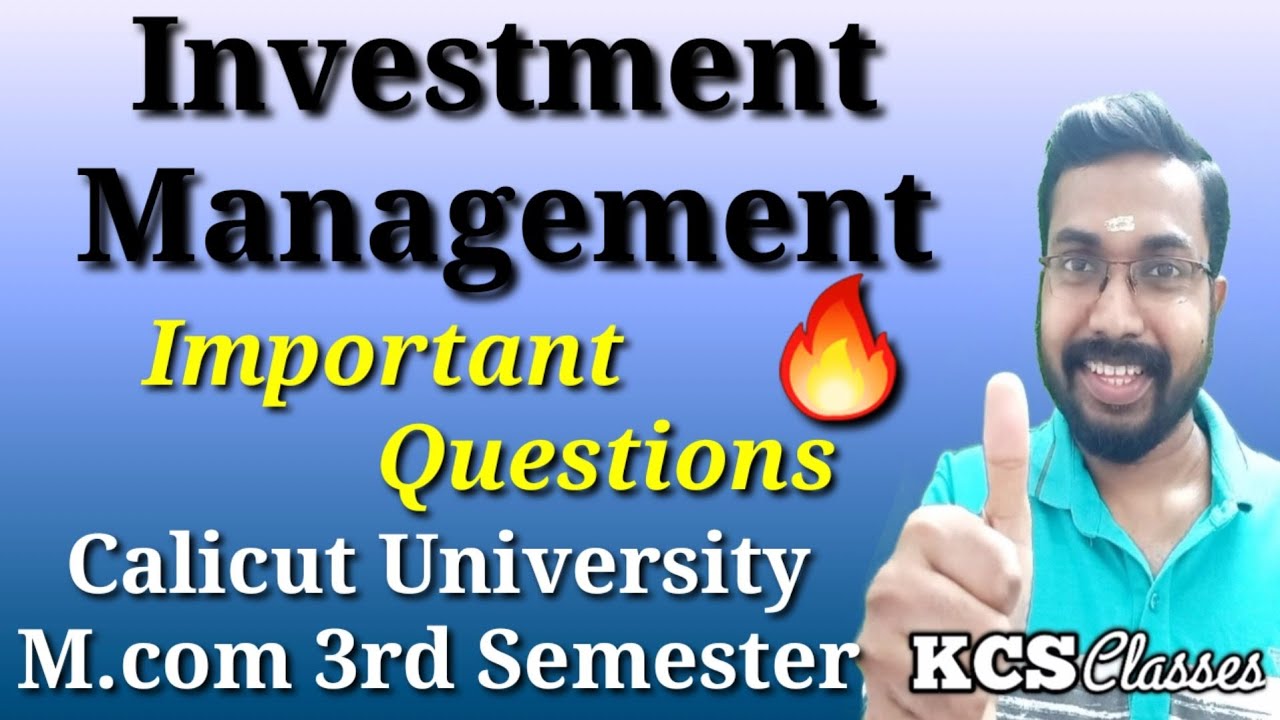 Investment Management|Important Questions|Calicut University M.com 3rd Semester