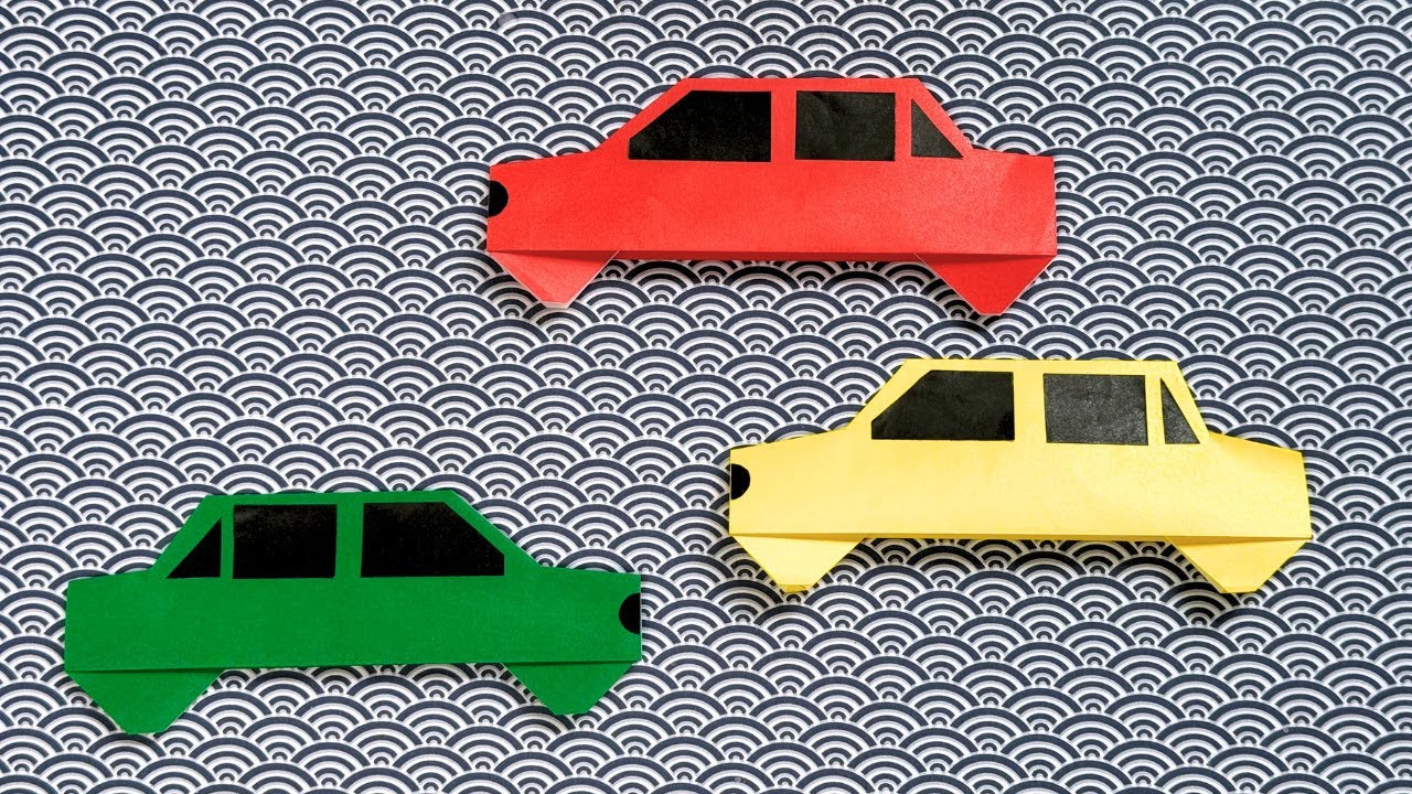 CARRO DE ORIGAMI - CAR ORIGAMI - PASSO A PASSO DA DOBRADURA DE PAPEL