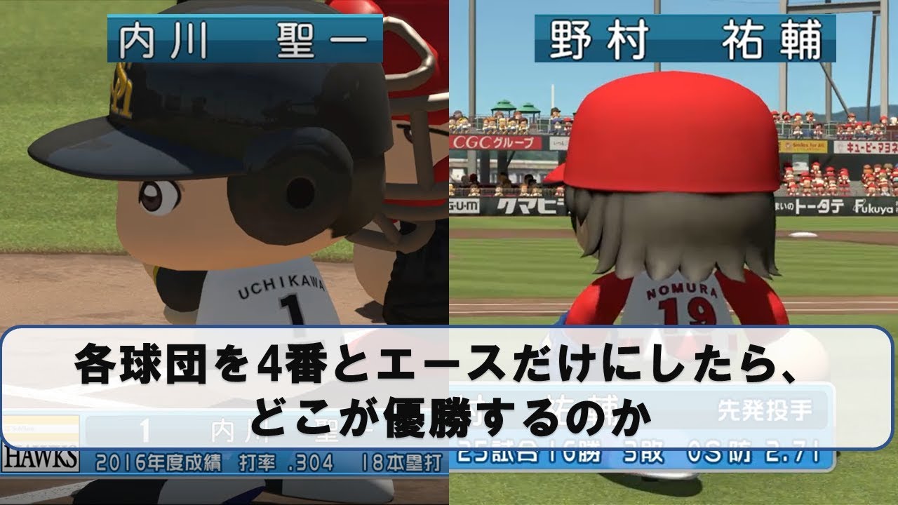 各球団、4番とエースだけにしたらどこが強いか【パワプロ2017】