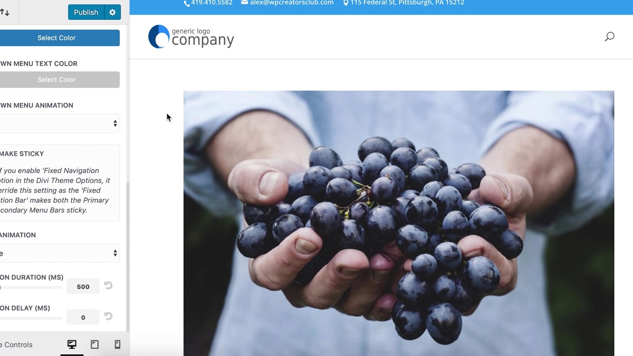 Divi Sticky Secondary Header Demo