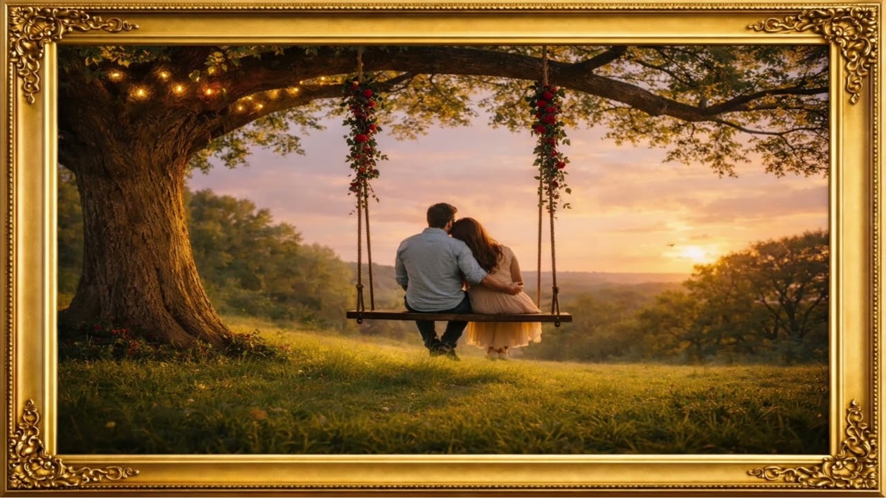  Valentine Sunset Love ❤️ | 4K Romantic Wall Art | Golden Hour Couple Ambience