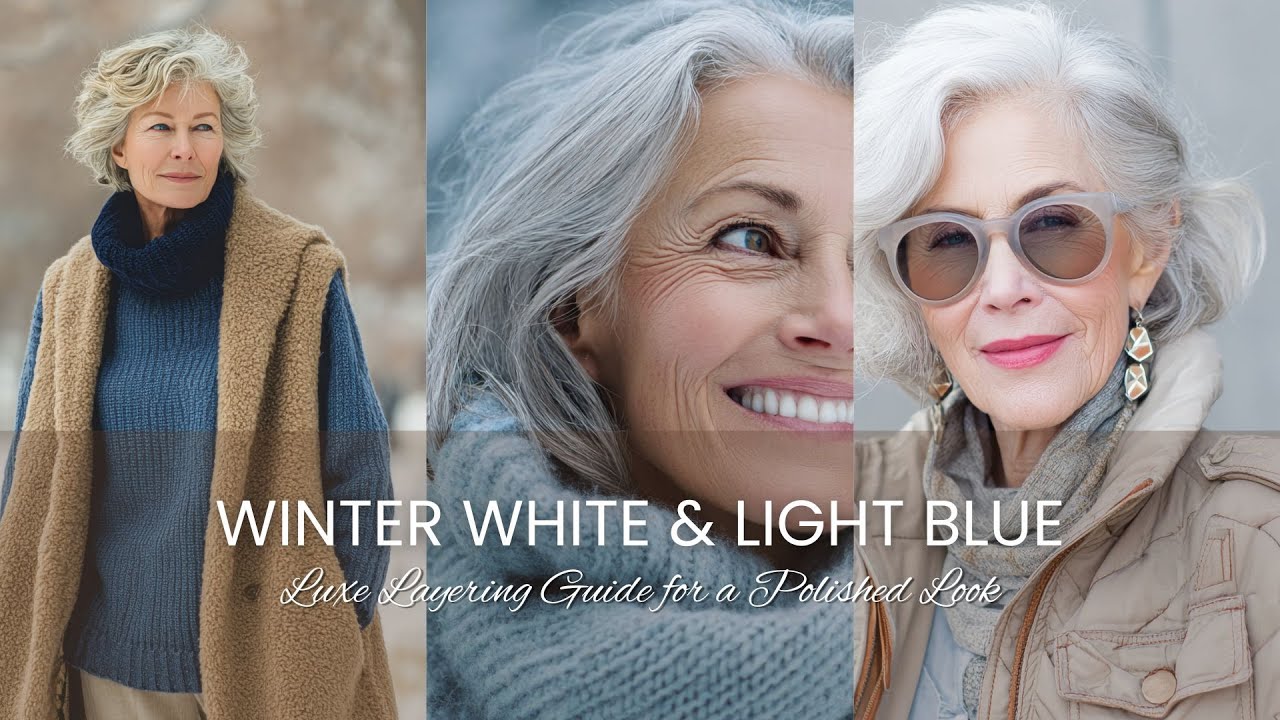 🤍 Winter White & Light Blue Elegance Over 60: Luxe Layering Guide for a Polished Look ❄️