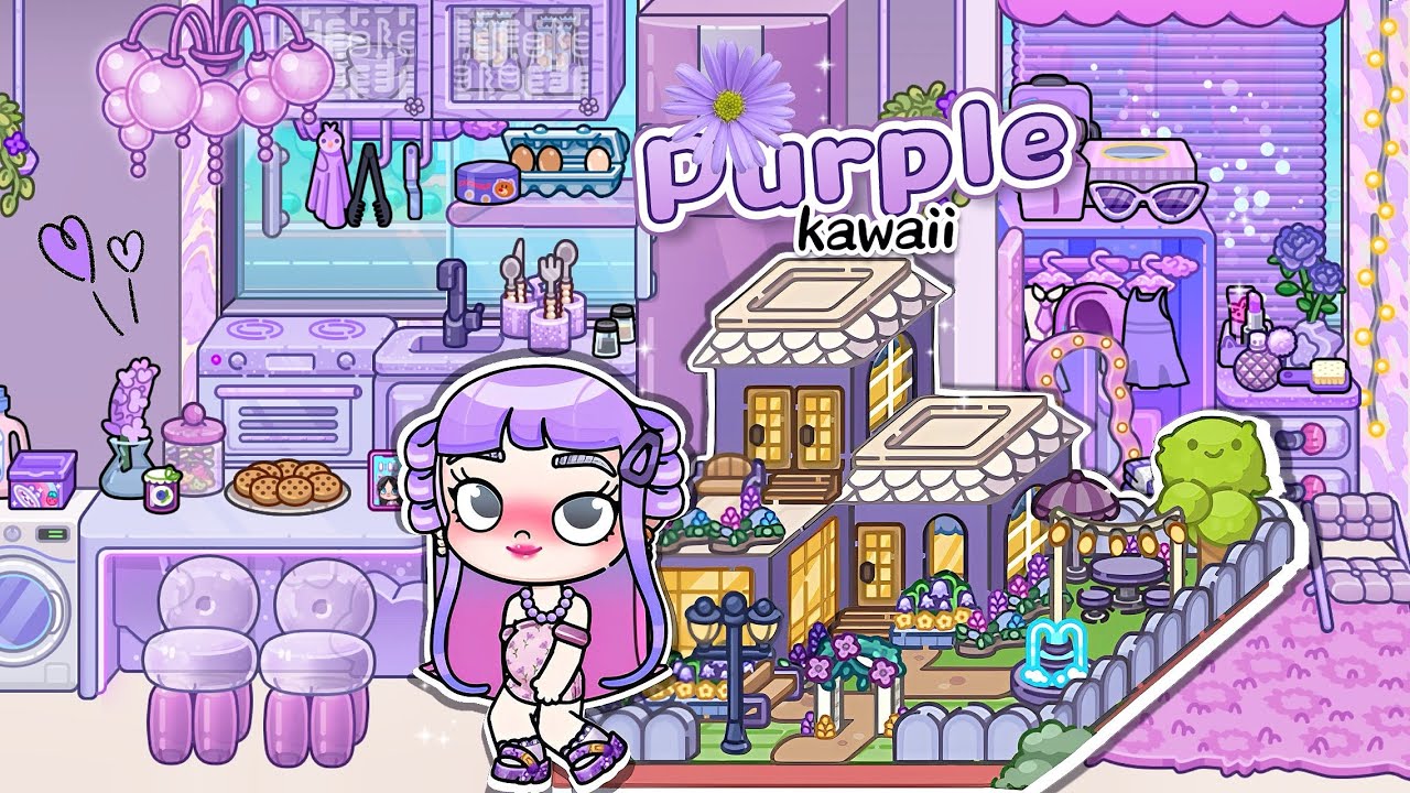💜PURPLE kawaii ЭСТЕТИЧЕСКИЙ ДОМ build💜 CITY MAKER|Kawaii Dream Home Design в AVATAR WORLD #pazu