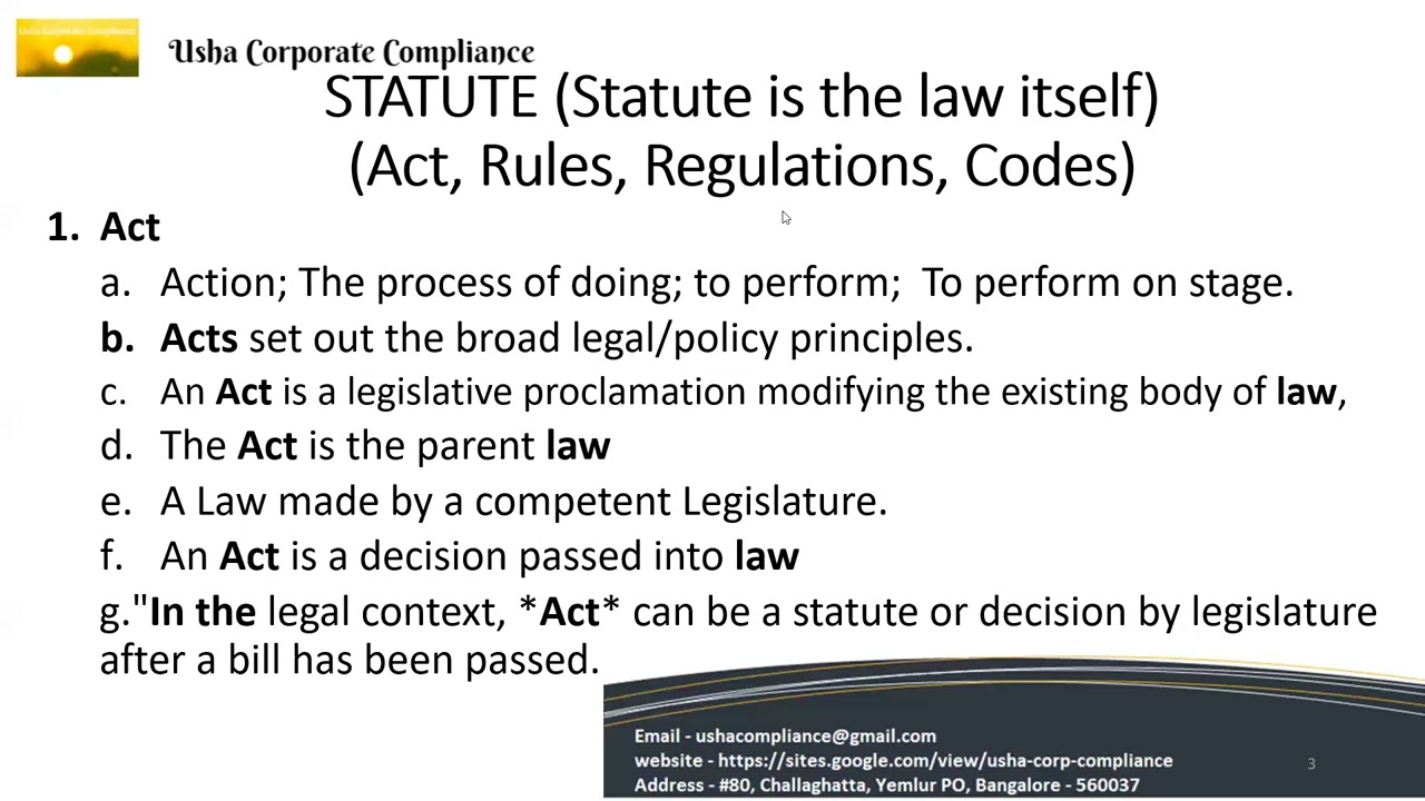 What is a Statute? Understanding Acts in Labour Law | Adv Vinay Kumar Mishra