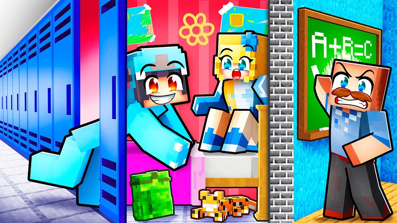 I Built a SECRET CLASS ROOM CHUNK To Survive My Teacher With Crazy Fan Girls!