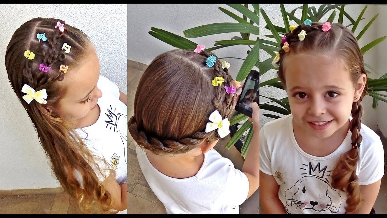 Penteado Infantil com raminho de flores