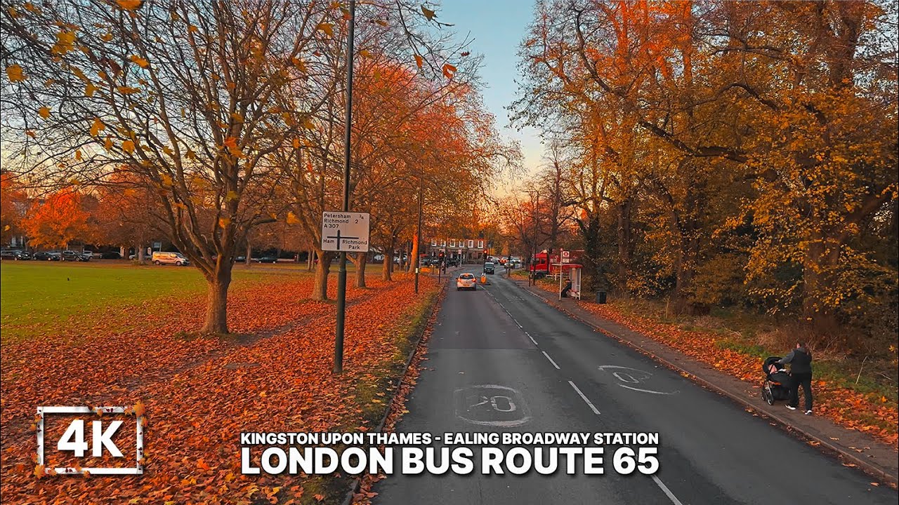 London Bus Ride in Autumn Golden Hour | Upper Deck POV on Route 65 from Kingston to Ealing Broadway