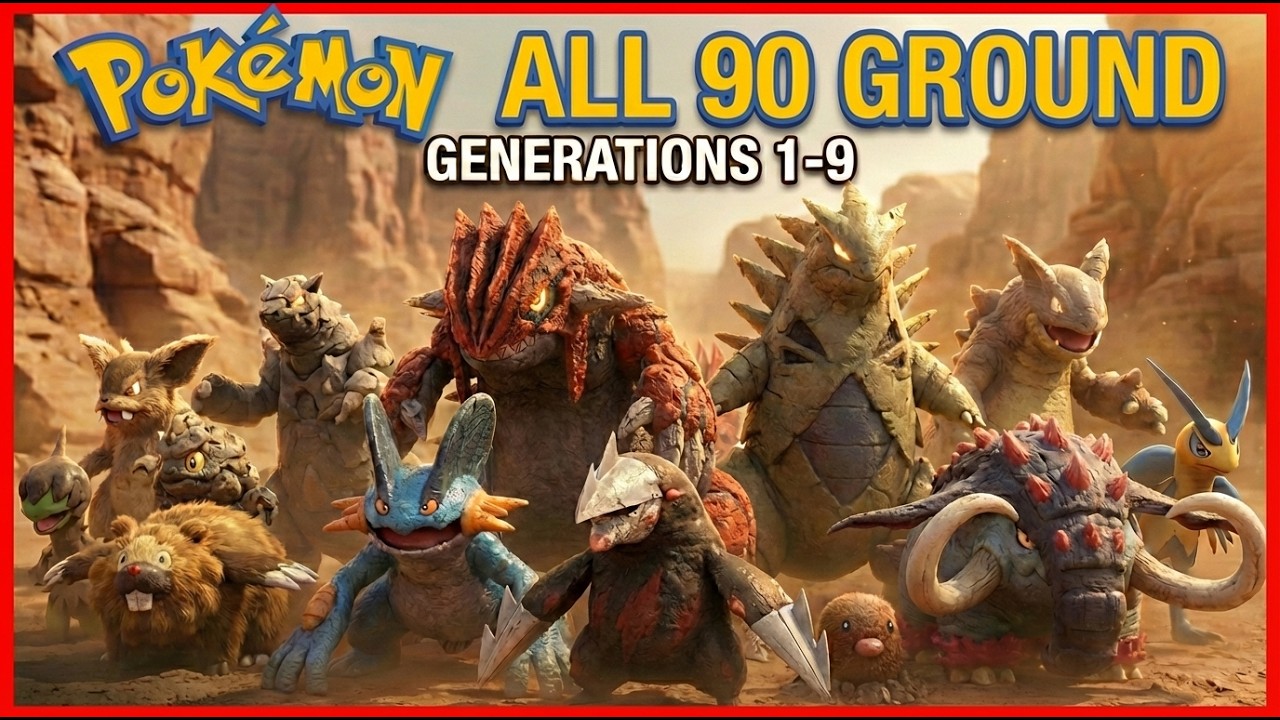 All 90 Ground Pok&eacute;mon's All Generations From Gen 1 to 9 Hyper Real Style