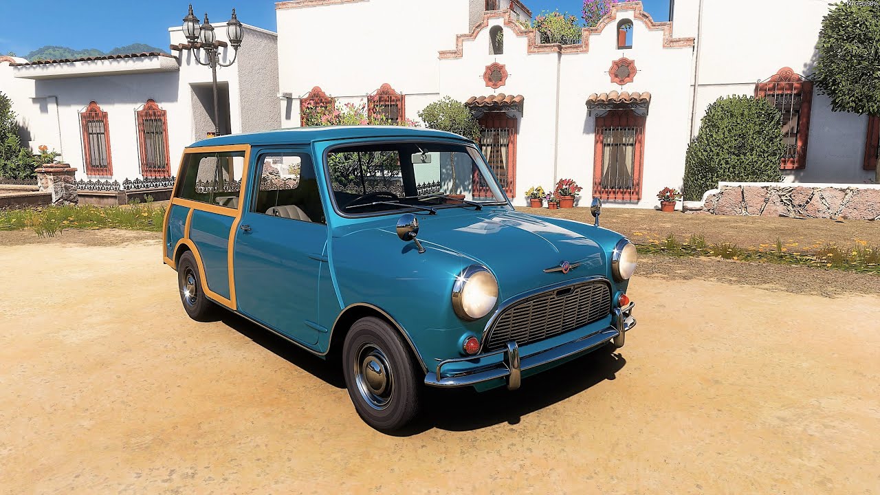 Forza Horizon 5 . Morris Mini-Traveller 1965 . Car Show Speed Jump Crash Test Drive .