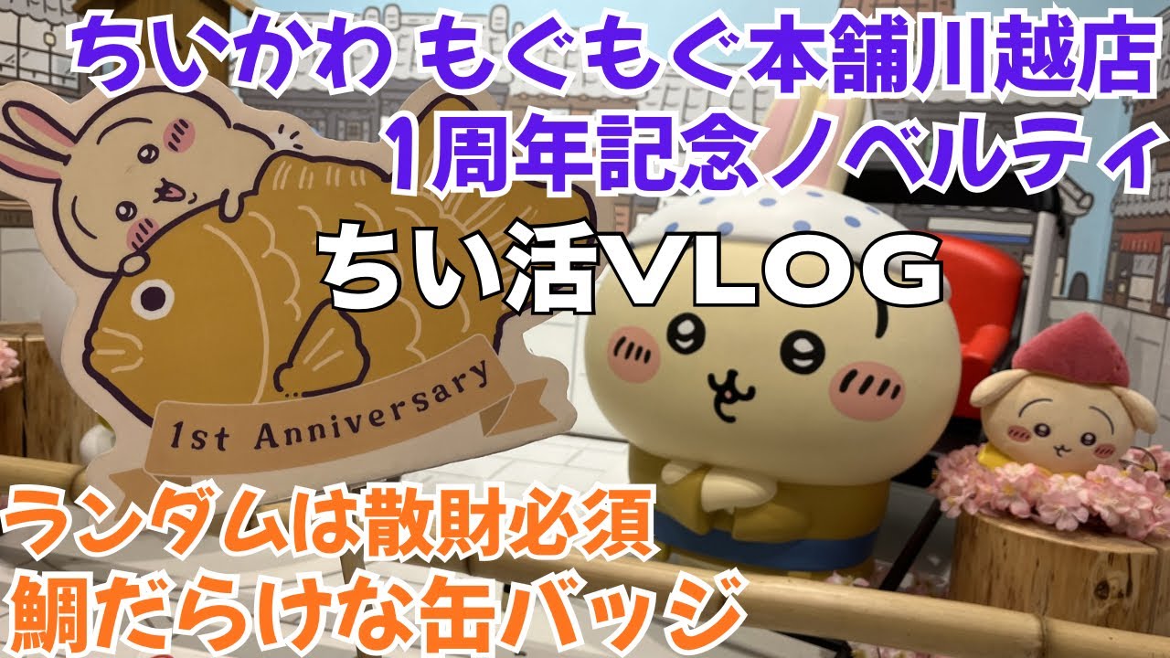 【ちい活 vlog】ちいかわ もぐもぐ本舗川越店 |   1周年記念 | 限定ノベルティと新商品を求めていざ川越にデッパツ| ハチワレだらけくじも引いてみた