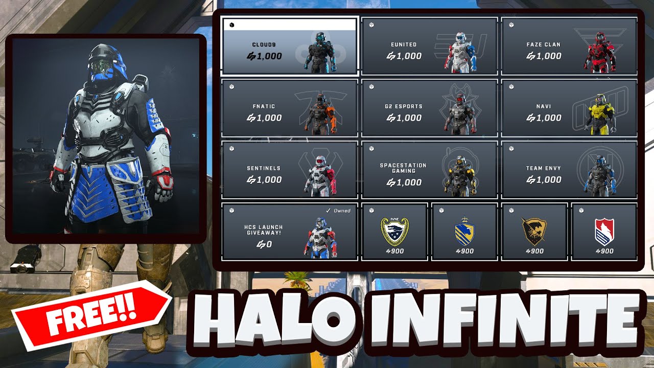 Halo Infinite: FREE Limited Edition Armour Skin! All Esports Skins in Halo Infinite!