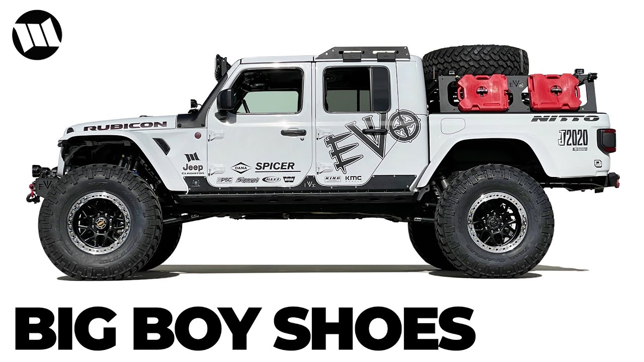 Jeep Gladiator, модифицированный и подрезанный для установки 42-дюймовых захватов Nitto Trail на ...