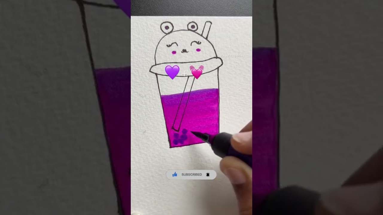 💜+💓Cute juice glass drawing#shorts #cute #creativeart #painting #drawing #color #viral #art #trend