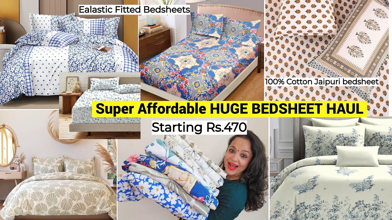 HUGE Affordable BEDSHEET Haul -2024 | STARTING Rs.470 -Ealstic,Fitted Bedsheets,Cotton Bedsheets