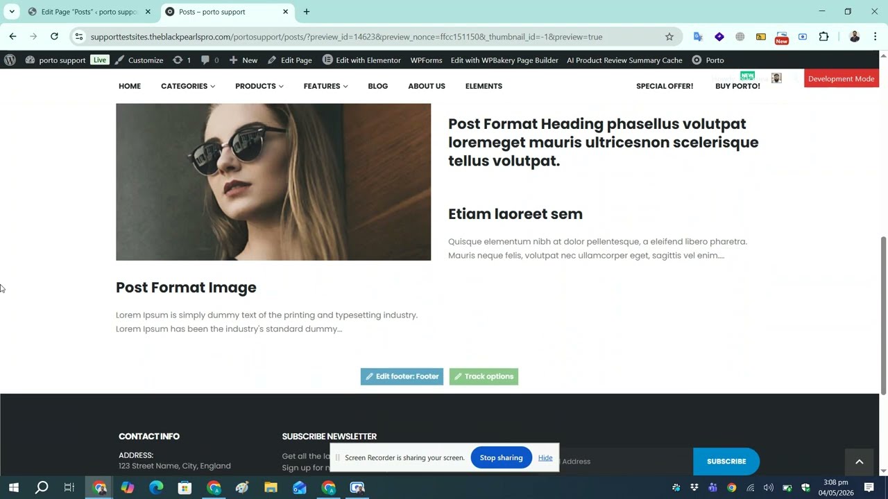 Show Posts with default layout using Porto Post Grid Element on any page with WP Bakery