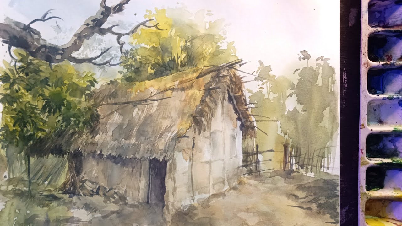 watercolor landscape painting tutorial for beginners/Beginners watercolor landscape tutorial.