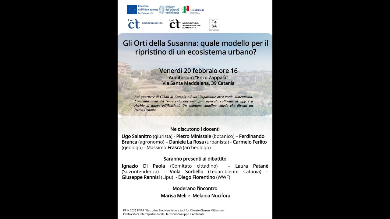 Gli Orti della Susanna quale modello per il ripristino di un ecosistema urbano