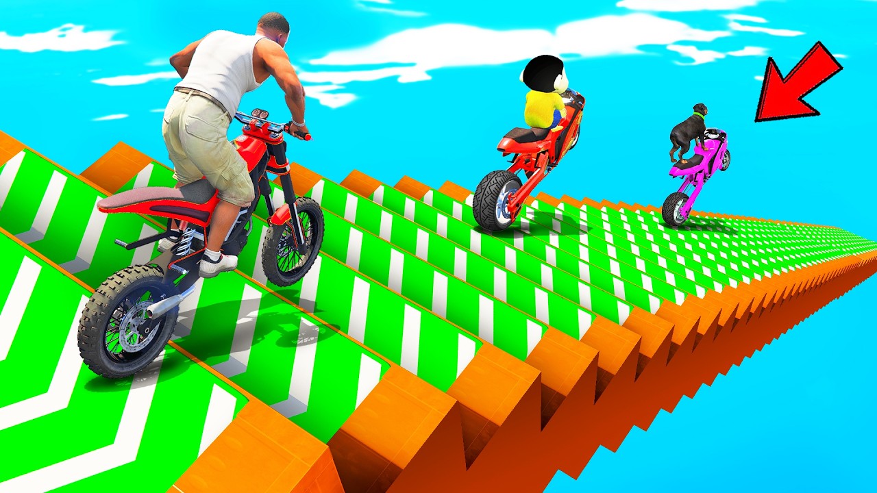 SHINCHAN AND FRANKLIN TRIED THE IMPOSSIBLE GIANT SPEED BOOSTER STAIR PARKOUR CHALLENGE GTA 5