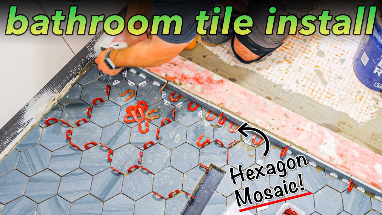 How to install BATHROOM FLOOR TILE in a SHOWER // Not So Tiny House 21