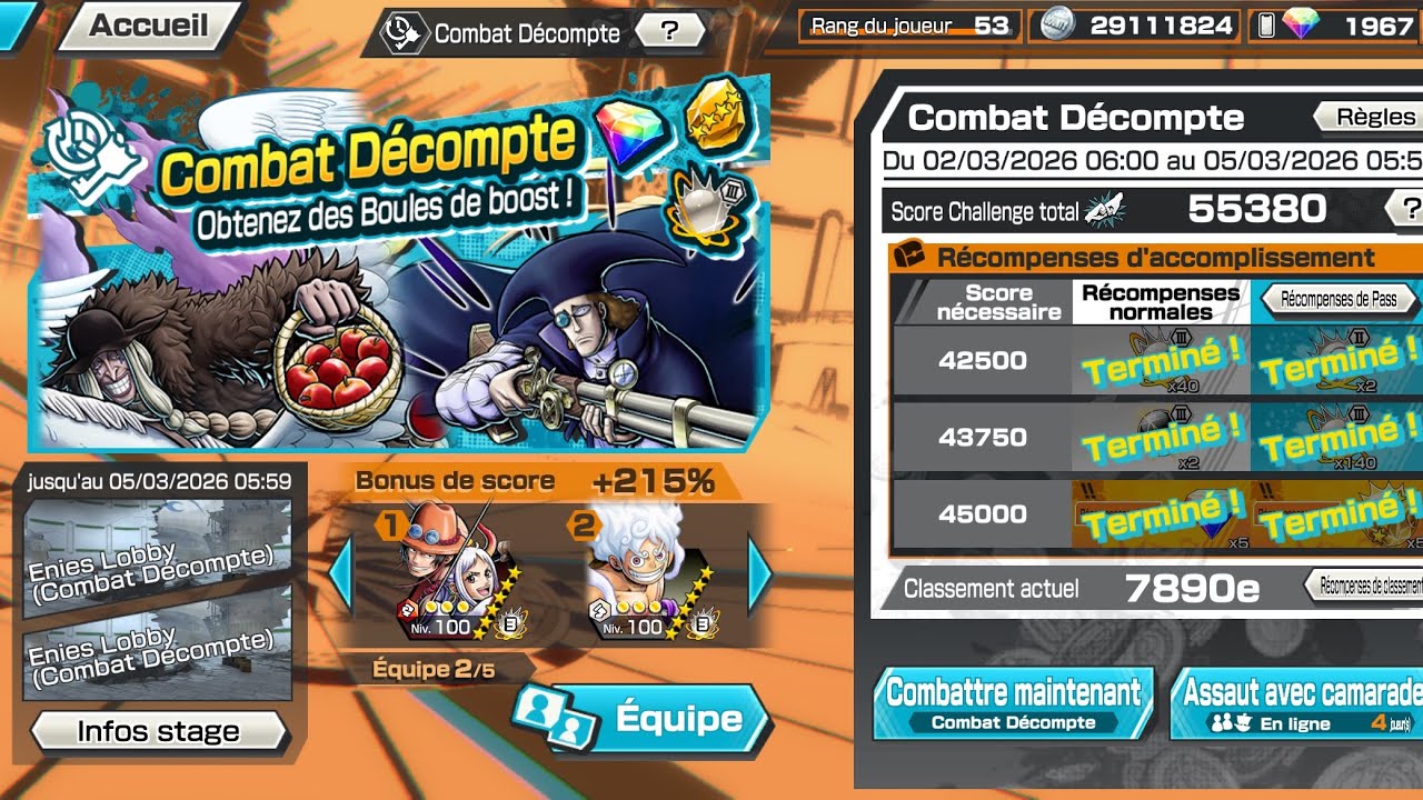 Opbr : combat décompte + news