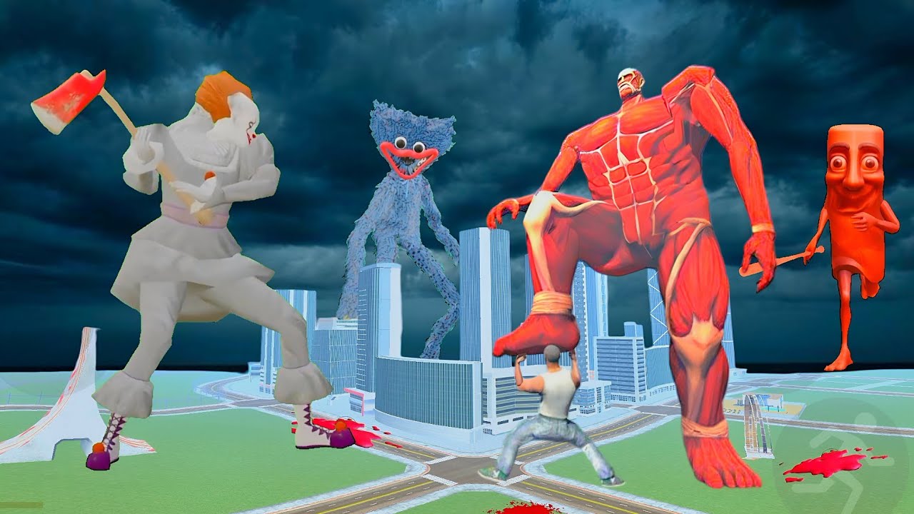 Franklin become Titan and Fight With Tung Tung Sahur and huggy buggy in Indian bike driving 3d 