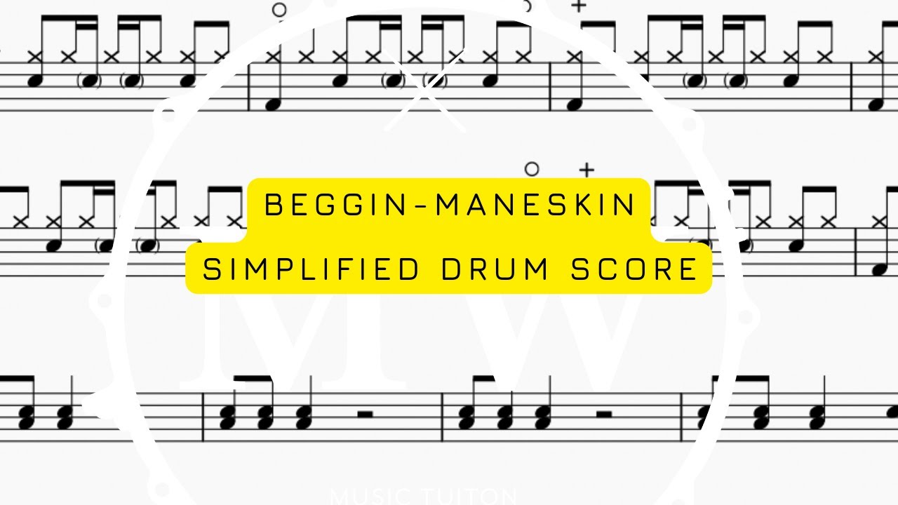 🥁 BEGGIN MANESKIN DRUMS- Drum score, drums transcription , How to play 🥁