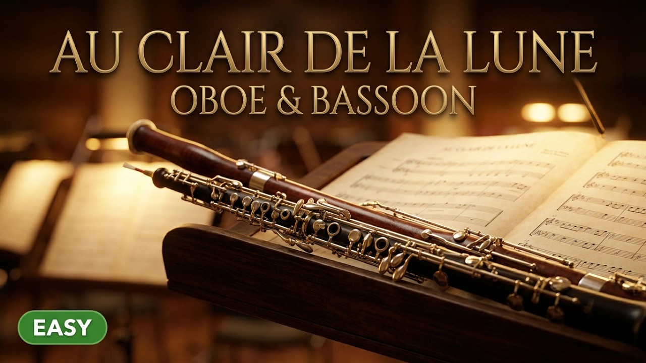 Au Clair de la lune Easy Oboe and Bassoon Sheet Music