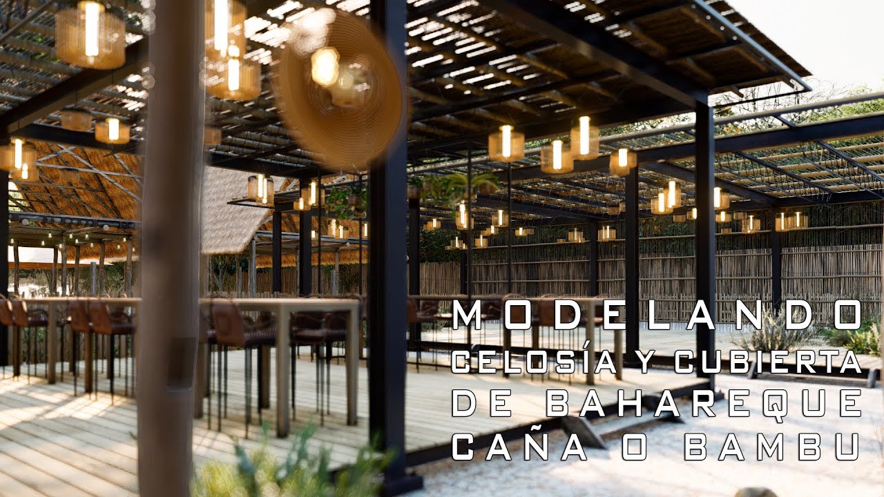 COMO MODELAR EN SKETCHUP UN PERGOLADO DE BAHAREQUE CAÑA O BAMBU CELOSÍA O CUBIERTA RUSTICA