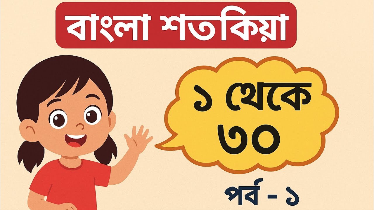 বাংলা শতকিয়া | ১ থেকে ৩০ পর্যন্ত সংখ্যা শেখা | Bangla Numbers 1 to 30 | Part-1