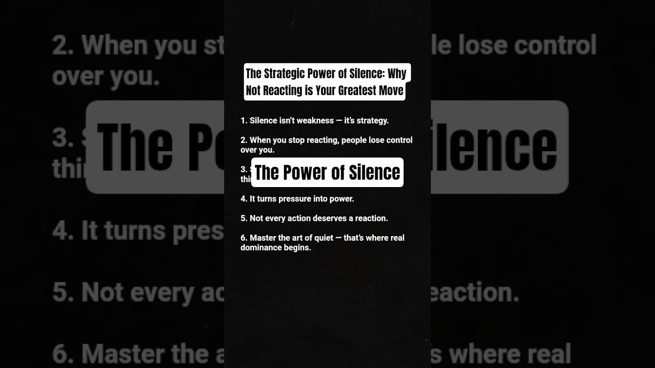 The Strategic Power of Silence: Why Not Reacting is Your Greatest Move #facts #words #darkpsychology