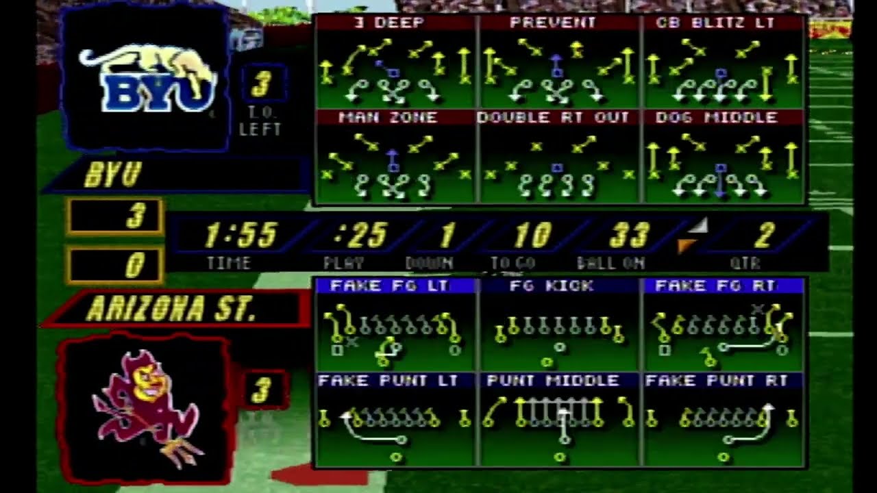 NCAA Football '98 (Simulation Season Mode - Brigham Young 0-1 vs Arizona State 1-1)