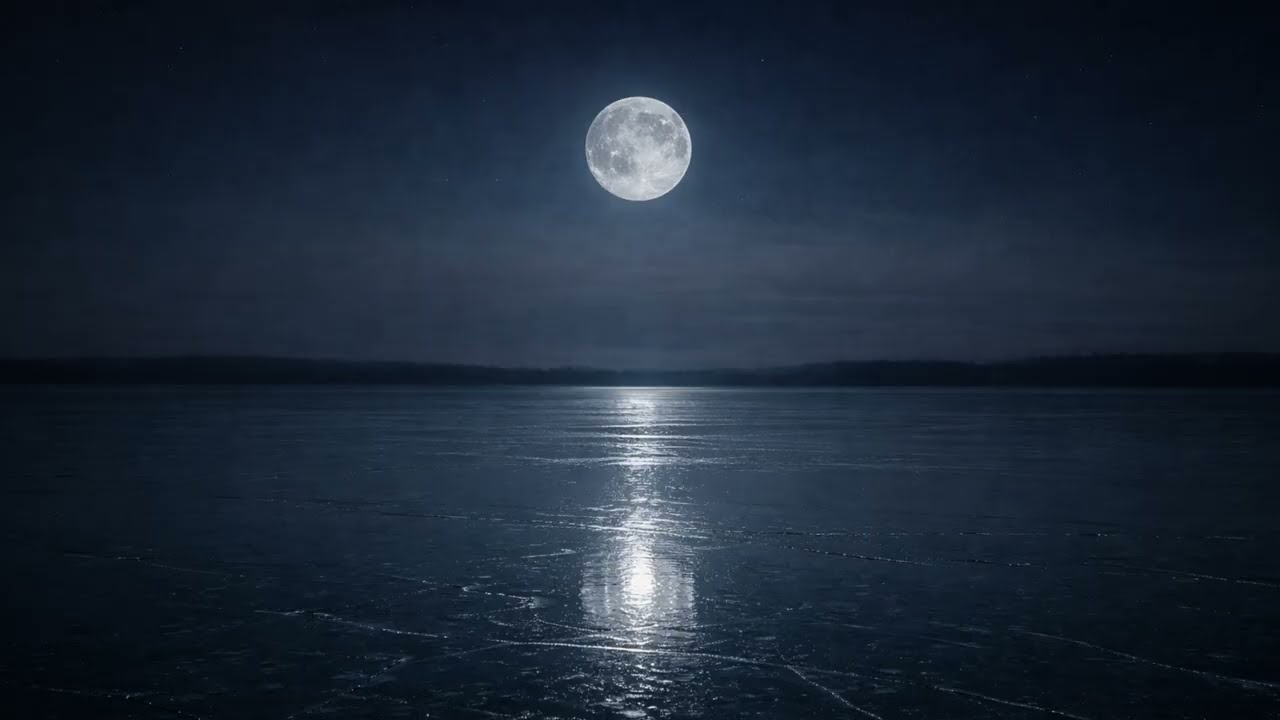 Frozen Lake Under Moonlight | Cold Night Ambience for Sleep & Study