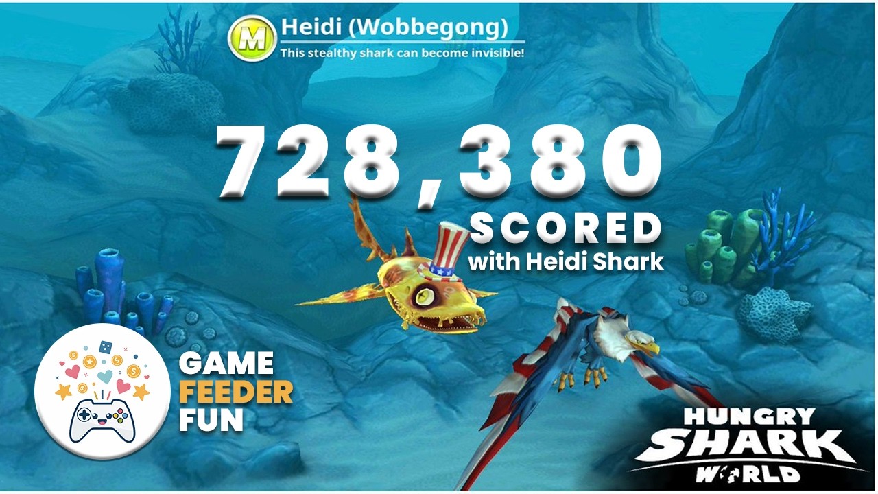 728k 🔥🫨 Massive Scored with Heidi Shark in Hungry Shark World | 4K Gameplay #hungrysharkworld #shark