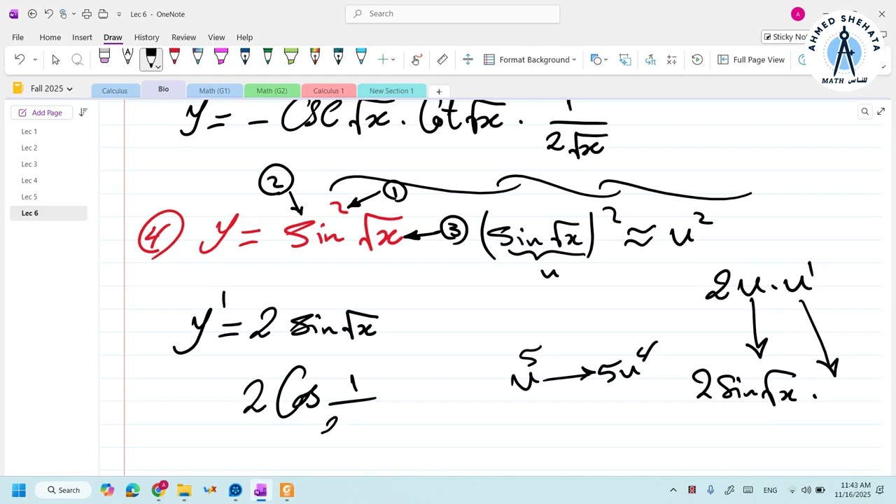 Calculus for Bio | Lec 6 | Differentiation of Trig. Functions With Examples