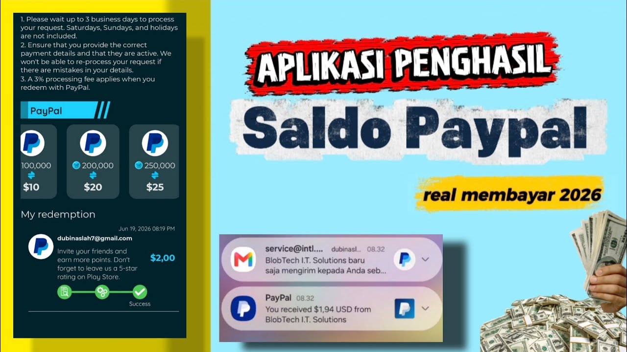 Aplikasi penghasil saldo paypal real MEMBAYAR || Code referal 2MST6E