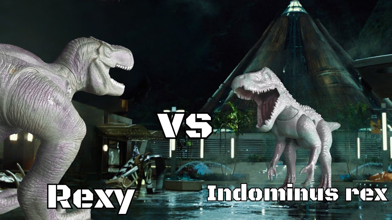 Rexy vs Indominus rex batalha recriada em stop motion versão brinquedo #jurassicworld #stopmotion