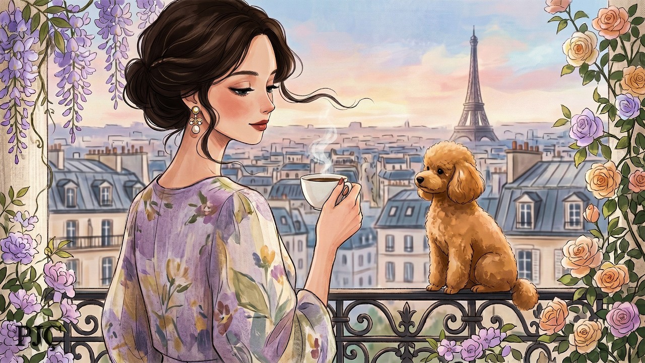 Soft Swing Jazz 🌸 Paris Balcony Caf&eacute; | 1940s French Vintage Vibes ☕ Cozy & Romantic