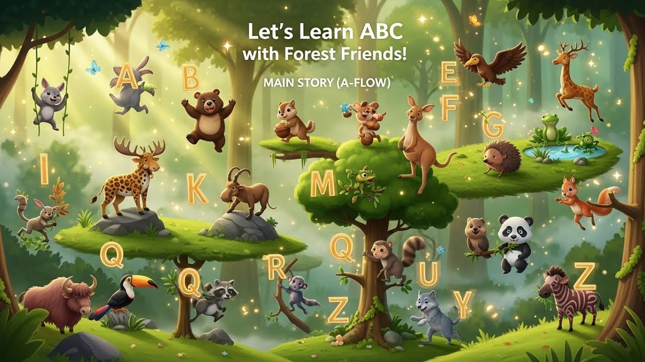 ABC Animals Song 🐵🌳 | Learn Alphabet A to Z with Forest Friends | Kids Learning Video