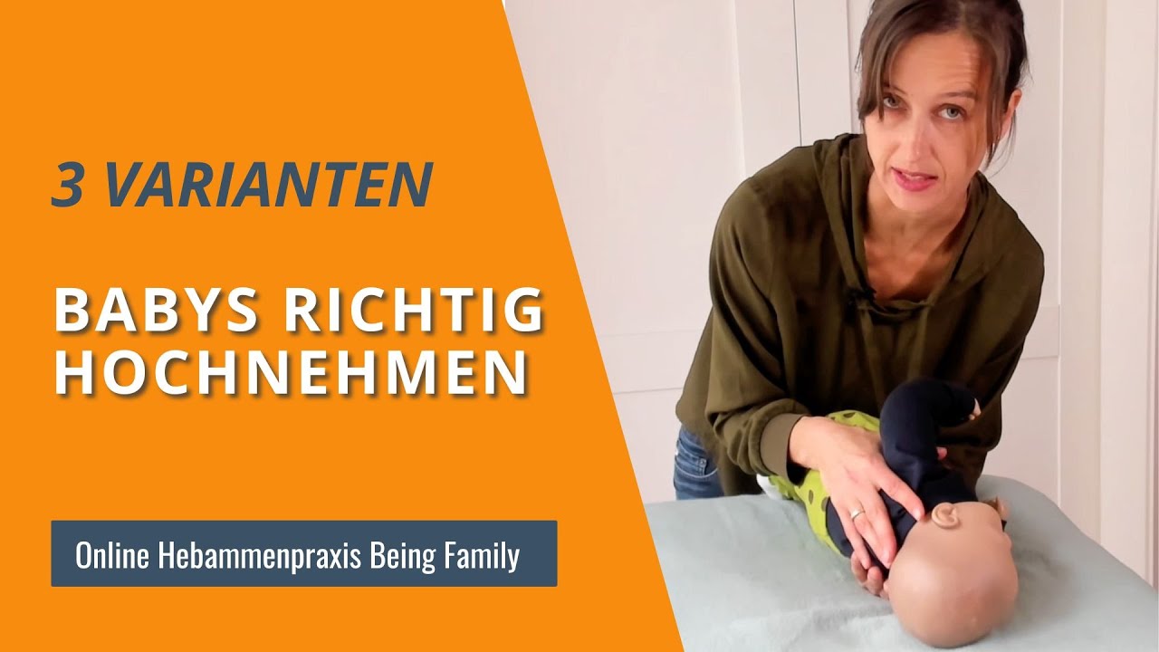 Dein Baby richtig hochheben und halten. Fühl dich sicher, wie du das Köpfchen hältst.