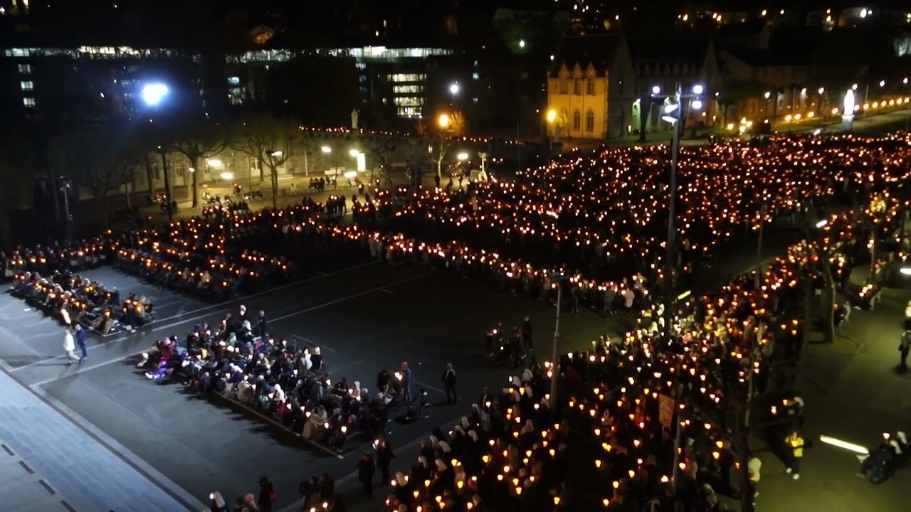 Lourdes France NOTRE DAME Torchlight Marian Procession part 3, 2023