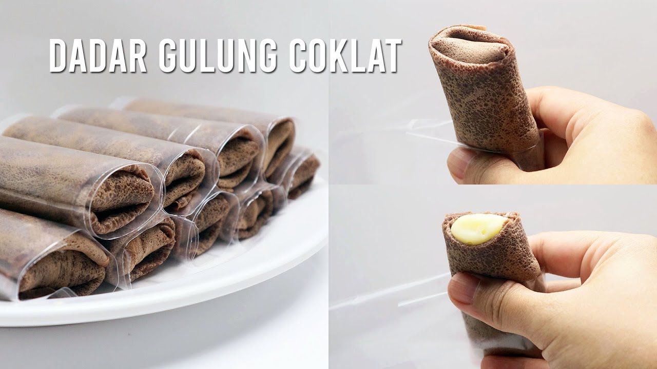 RESEP DADAR GULUNG COKLAT LENTUR KENYAL ISI VLA VANILLA // CHOCOLATE ROLLED CREPES WITH CREAM