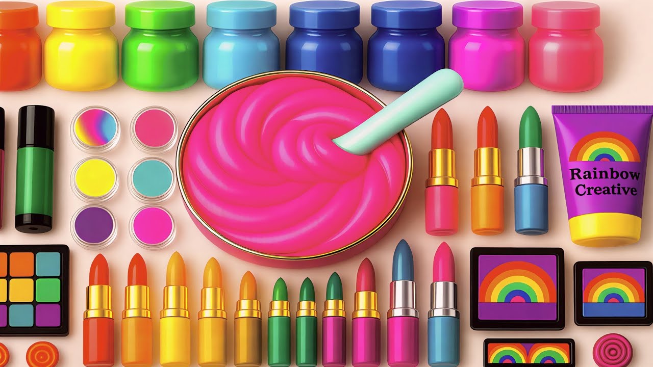 Satisfying Slime ASMR Video I DIY How to Make Rainbow Shiny Slime mix Makeup Cosmetics Candy Glitter