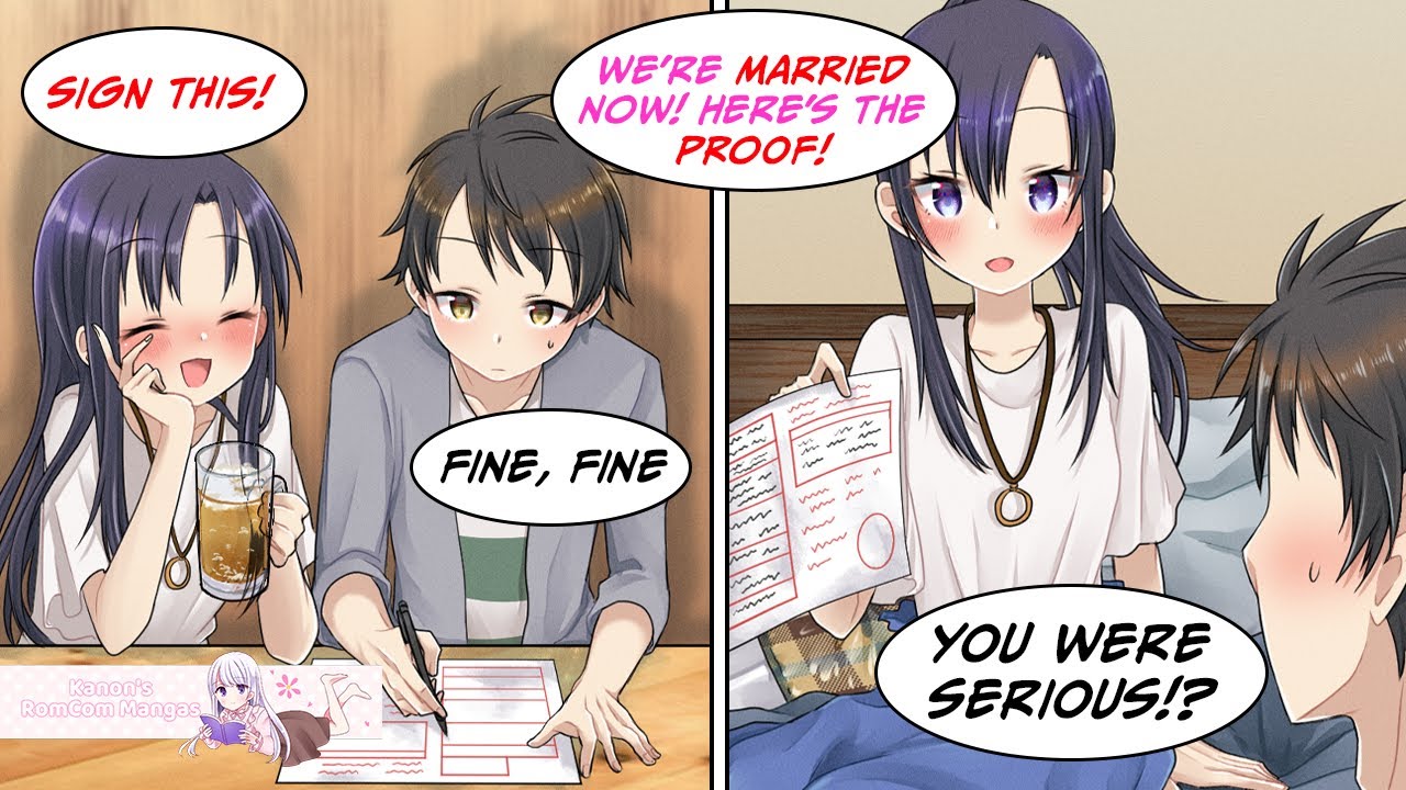 [Manga Dub] Some drunk girl I met at a bar made me sign marriage papers, but she was... [RomCom]