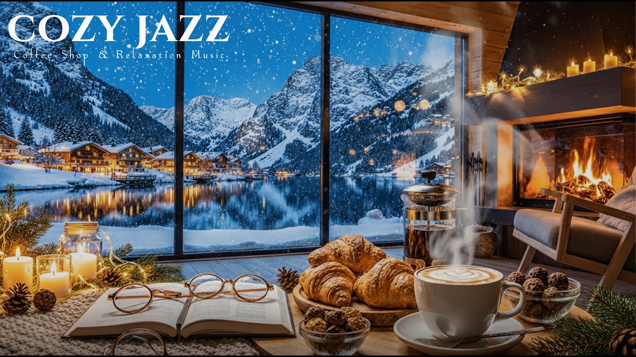 Soft Winter Jazz Melody ❄️ Soft Winter Jazz Piano Music with Falling Snow Rhythm