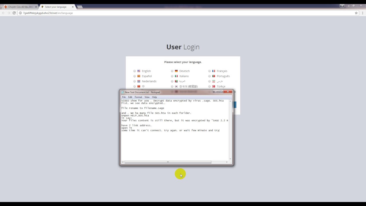 Virus *.sage, !HELP_SOS.hta Decrypt data - data recovery service Viet Nam