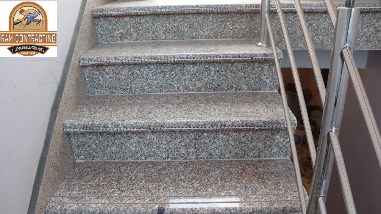 Granite Double Molding Staircase Design With Price | Steel Railing Design With Cost |