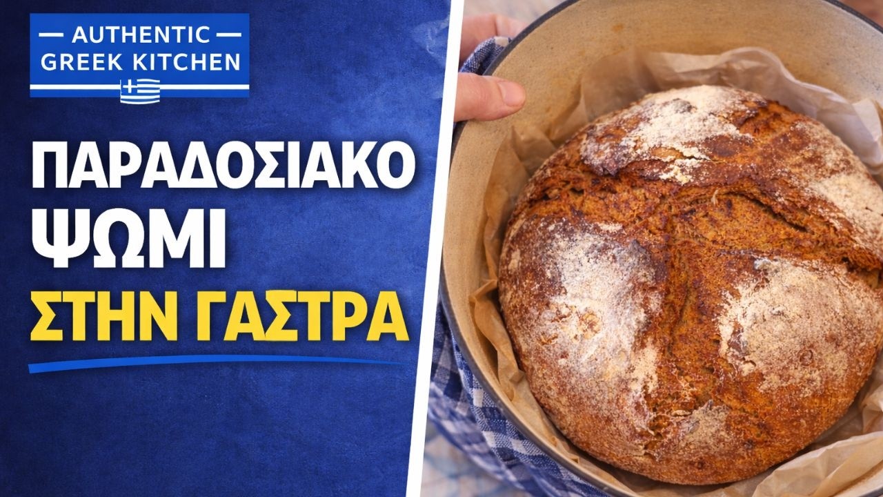 Παραδοσιακό Ψωμί στη Γάστρα 50-50 | Σπιτικό Αφράτο Ψωμί με Κίτρινο & Ολικής Άλεσης Αλεύρι #ψωμί
