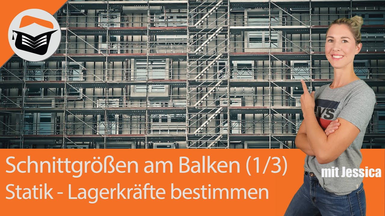 Lagerkräfte bestimmen | Einfach gut erklärt! | Schnittgrößen am Balken (1/3) - Statik mit Jessica